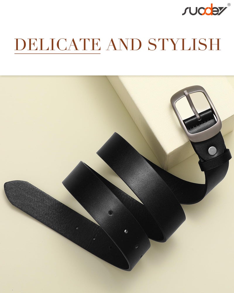 SUOSDEY Women Belts For Jeans Dresses Pants Ladies Black Belt Leather Waist Belt with Elegant Buckle Width 1.3" - Image 5